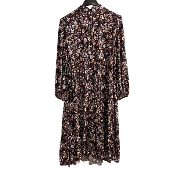 Jessica Howard Dress Womans 24 Blue Floral Tiered Midi Ruffle V Neck Balloon Slv - Picture 2 of 9